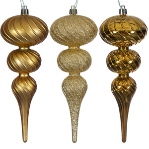 Vickerman N230108D - 8 inch Gold Assorted Finial Christmas Ornament
