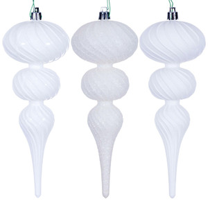 Vickerman N230111D - 8 inch White Assorted Finial Christmas Ornament 