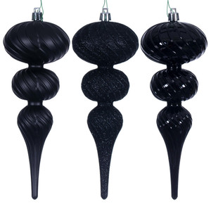 Vickerman N230117D - 8 inch Black Assorted Finial Christmas Ornament