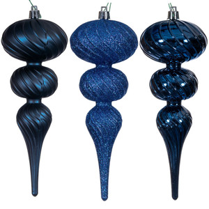Vickerman N230131D - 8 inch Midnight Blue Assorted Finial Christmas Ornament