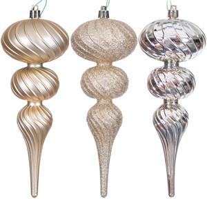 Vickerman N230138D - 8 inch Champagne Assorted Finial Christmas Ornament