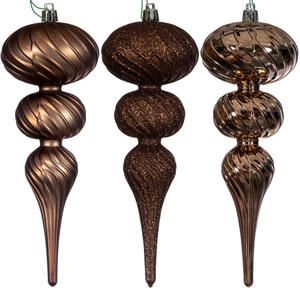 Vickerman N230176D - 8 inch Mocha Assorted Finial Christmas Ornament