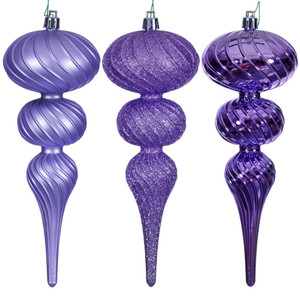 Vickerman N230186D - 8 inch Lavender Assorted Finial Christmas Ornament 
