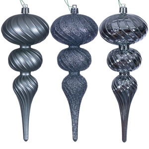 Vickerman N230187D - 8 inch Pewter Assorted Finial Christmas Ornament
