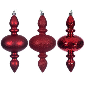 Vickerman N230503D - 8.2 inch Red Assorted Finial Christmas Ornament