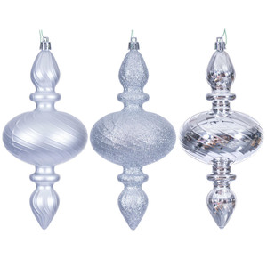 Vickerman N230507D - 8.2 inch Silver Assorted Finial Christmas Ornament