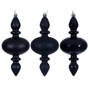 Vickerman N230517D - 8.2 inch Black Assorted Finial Christmas Ornament 