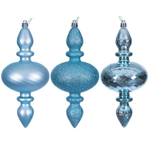 Vickerman N230532D - 8.2 inch Baby Blue Assorted Finial Christmas Ornament