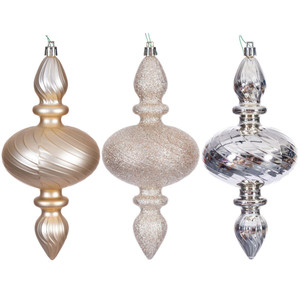 Vickerman N230538D - 8.2 inch Champagne Assorted Finial Christmas Ornament 