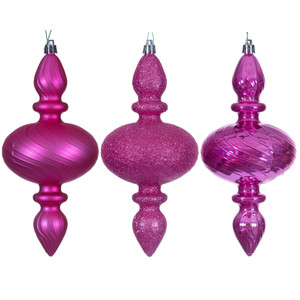 Vickerman N230559D - 8.2 inch Hot Pink Assorted Finial Christmas Ornament