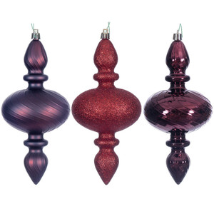 Vickerman N230565D - 8.2 inch Burgundy Assorted Finial Christmas Ornament