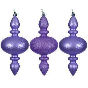 Vickerman N230586D - 8.2 inch Lavender Assorted Finial Christmas Ornament