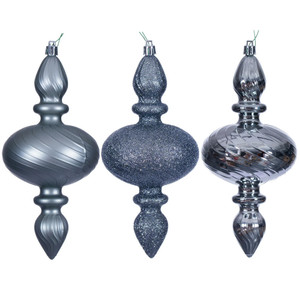 Vickerman N230587D - 8.2 inch Pewter Assorted Finial Christmas Ornament 