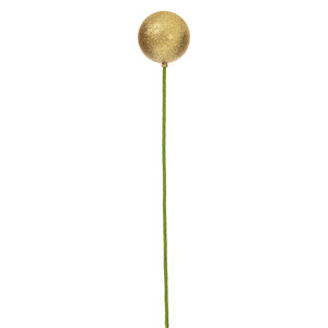 Vickerman N234308G - 3 inch Gold Glitter Ball on 18 inch Stick Christmas Ornament - 12 Pack