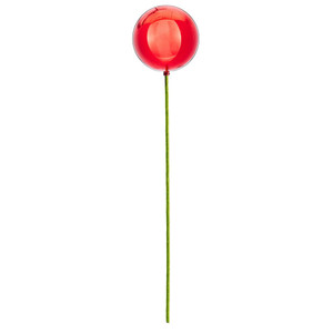 Vickerman N234403SV - 4 inch Red Shiny Ball on 18 inch Stick Christmas Ornament - 6 Pack