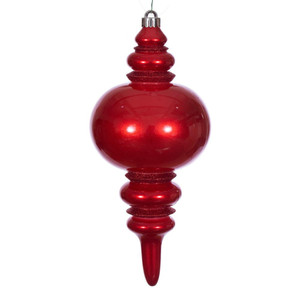Vickerman N241303DCV - 13 inch Red Candy Glitter Finial Outdoor Christmas Ornament 