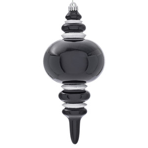 Vickerman N241317DCV - 13 inch Black Candy Glitter Finial Outdoor Christmas Ornament