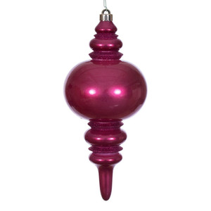 Vickerman N241321DCV - 13 inch Berry Red Candy Glitter Finial Outdoor Christmas Ornament