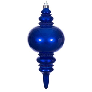 Vickerman N241322DCV - 13 inch Cobalt Candy Glitter Finial Outdoor Christmas Ornament