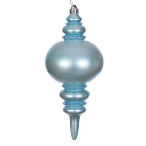 Vickerman N241332DCV - 13 inch Baby Blue Candy Glitter Finial Outdoor Christmas Ornament