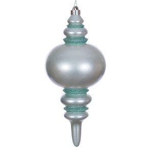Vickerman N241340DCV - 13 inch Frosty Mint Candy Glitter Finial Outdoor Christmas Ornament