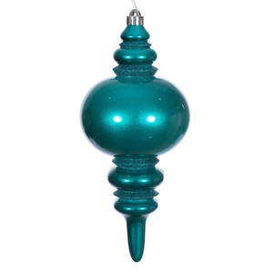 Vickerman N241341DCV - 13 inch Dark Teal Candy Glitter Finial Outdoor Christmas Ornament