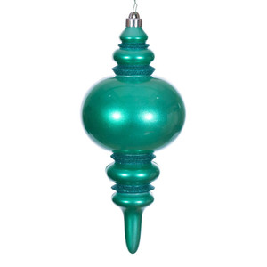 Vickerman N241342DCV - 13 inch Teal Candy Glitter Finial Outdoor Christmas Ornament