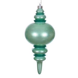 Vickerman N241344DCV - 13 inch Seafoam Candy Glitter Finial Outdoor Christmas Ornament