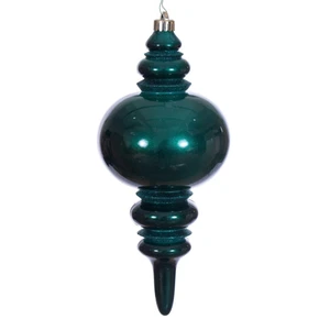 Vickerman N241362DCV - 13 inch Sea Blue Candy Glitter Finial Outdoor Christmas Ornament 