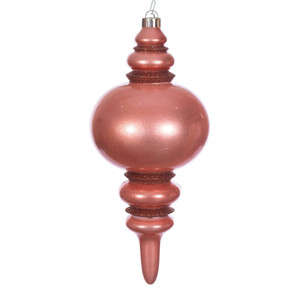 Vickerman N241371DCV - 13 inch Coral Candy Glitter Finial Outdoor Christmas Ornament 