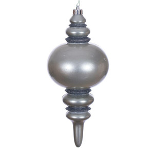 Vickerman N241387DCV - 13 inch Pewter Candy Glitter Finial Outdoor Christmas Ornament 