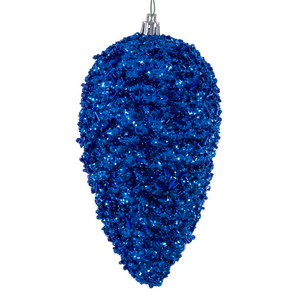 Vickerman N247202D - 7 inch Blue Glitter Pinecone Christmas Ornament - 4 Pack