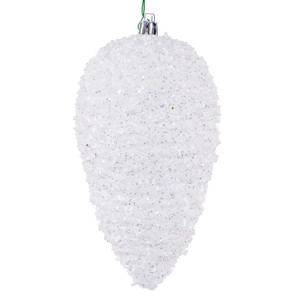 Vickerman N247211D - 7 inch White Glitter Pinecone Christmas Ornament - 4 Pack 