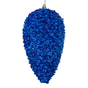 Vickerman N247302D - 10 inch Blue Glitter Pinecone Christmas Ornament - 2 Pack