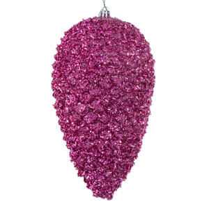 Vickerman N247359D - 10 inch Hot Pink Glitter Pinecone Christmas Ornament - 2 Pack
