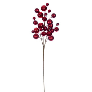 Vickerman N254103 - 30 inch Red Matte Shiny Ball Ornament Spray with 1 in. to 2 in. Ornaments