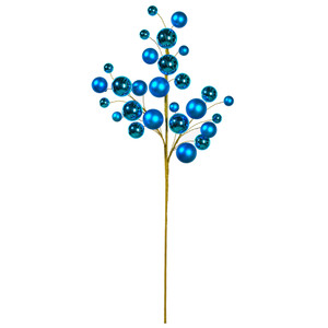 Vickerman N254112 - 30 inch Turquoise Matte Ball Ornament Spray with 1 in. to 2 in. Ornaments