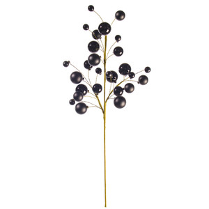 Vickerman N254117 - 30 inch Black Shiny Ball Ornament Spray with 1 in. to 2 in. Ornaments