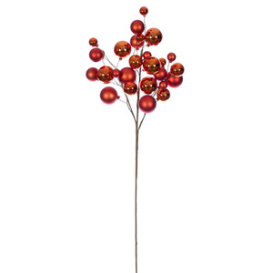 Vickerman N254118 - 30 inch Orange Ball Ornament Spray with 1 in. to 2 in. Ornaments 