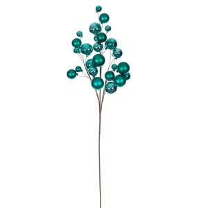 Vickerman N254142 - 30 inch Teal Matte Shiny Ball Ornament Spray with 1 in. to 2 in. Ornaments 