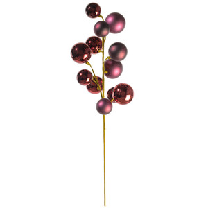 Vickerman N254319 - 30 in. Wine Matte Shiny Ball Ornament Artificial Spray