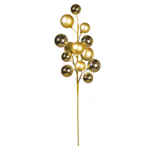 Vickerman N254338 - 30 inch Champagne Matte Ball Ornament Spray with 2 in. to 3 in. Ornaments 