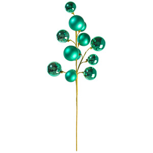 Vickerman N254342 - 30 inch Teal Matte Shiny Ball Ornament Spray with 2 in. to 3 in. Ornaments 