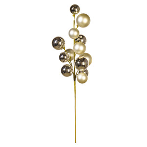 Vickerman N254343 - 30 inch Oat Matte Shiny Ball Ornament Spray with 2 in. to 3 in. Ornaments