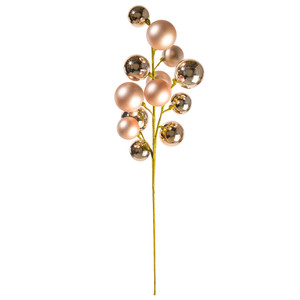 Vickerman N254358 - 30 inch Rose Gold Matte Ball Ornament Spray with 2 in. to 3 in. Ornaments
