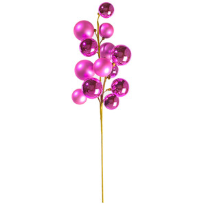 Vickerman N254359 - 30 inch Hot Pink Matte Ball Ornament Spray with 2 in. to 3 in. Ornaments