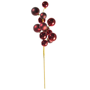 Vickerman N254363 - 30 inch Crimson Matte Ball Ornament Spray with 2 in. to 3 in. Ornaments 