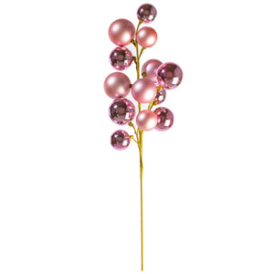 Vickerman N254379 - 30 inch Pink Matte Shiny Ball Ornament Spray with 2 in. to 3 in. Ornaments