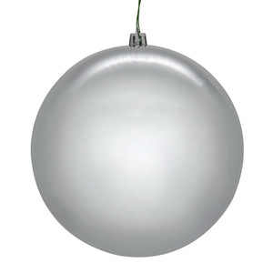 Vickerman N591007DSVL - 4 inch Silver Shiny Seamless Ball Outdoor Christmas Ornament - 6 Pack