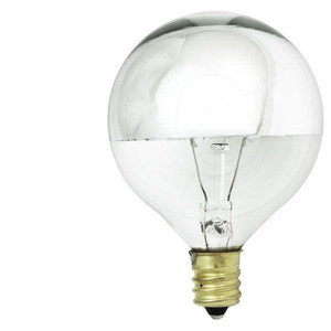  Satco S3244 25W G16 1/2 Silver Crown Globe Vanity E12 Light Bulb 